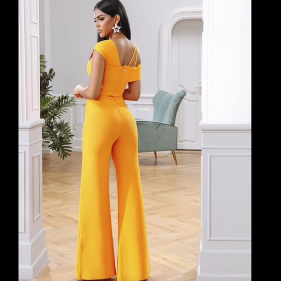 NEW! BANDAGE JUMPSUIT YELLOW PANTSUIT 2 PIECE SET - Picture 6 of 10